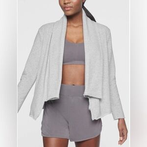 Athleta French Terry Pique Wrap Cardigan Gray Women's  Athleleisure, small